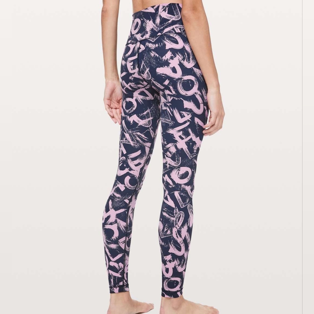Lululemon Wunder Under HR Tight Luxtreme 28" Graffiti Pop Antoinette True Navy